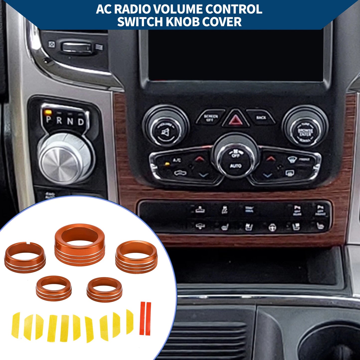 5 x Gear Shift Knob Cover for Dodge RAM (2013 - 2017) Orange