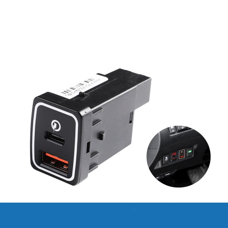 Port Socket for Nissan Sentra Altima Switch Button Convert USB-C PD USB-A QC3.0