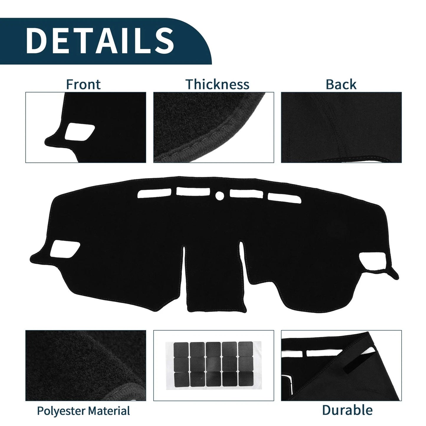 Dashboard Cover Mat for Toyota RAV4 2019-2024 Black 1 Set