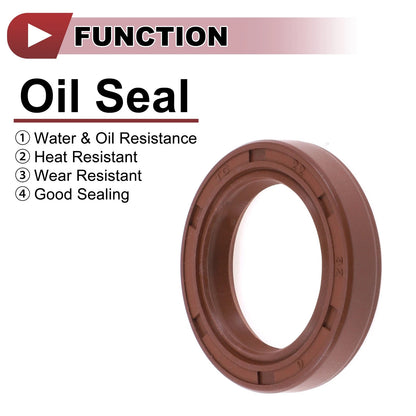 Oil Seal 2 x Rotary Shaft Seal 22x32x6mm Brown FKM Rubber