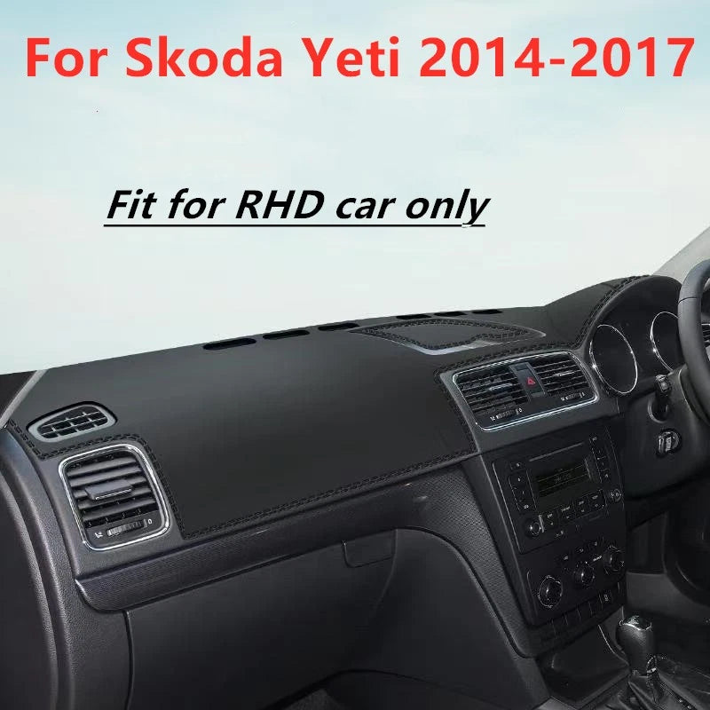 RHD Leather Dashboard Dash Protector Pad Mat Cover for Skoda Yeti (2014–2017)