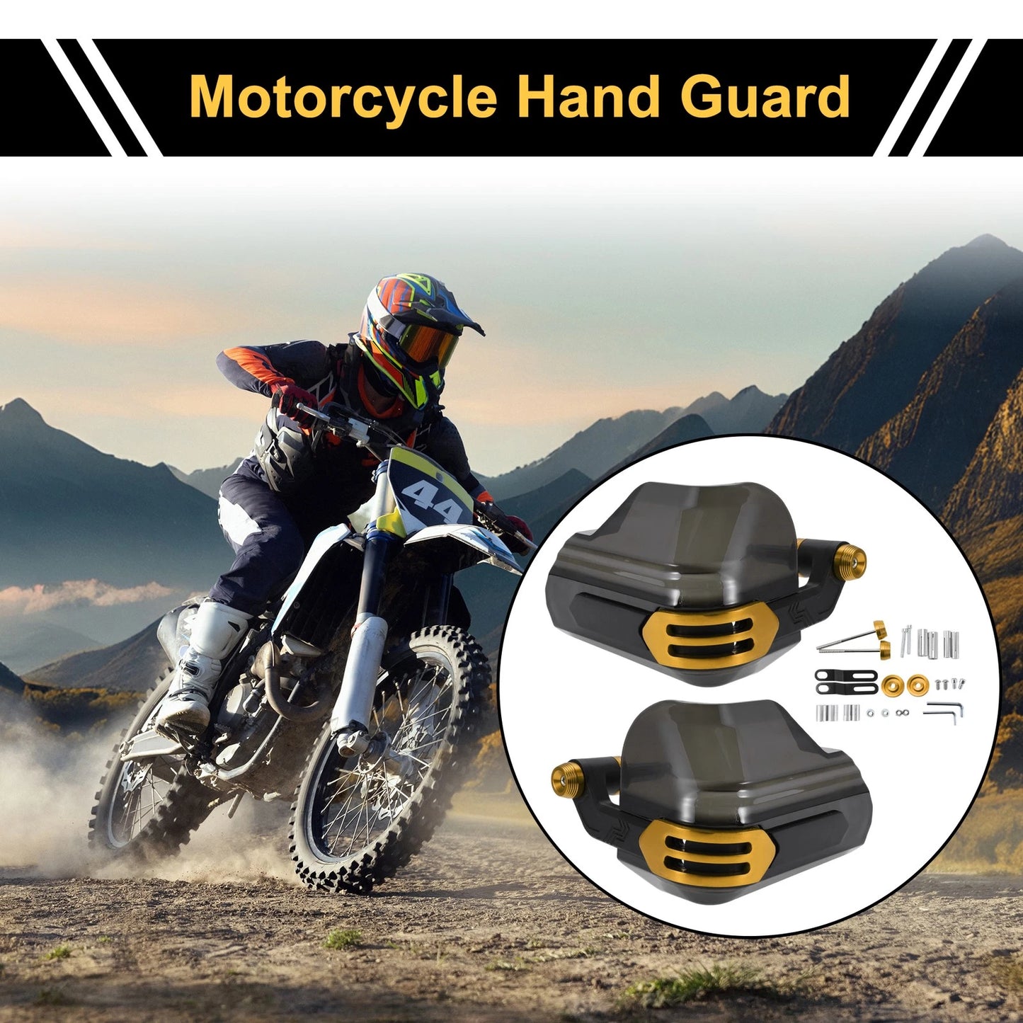 Set Universal Hand Guard Knuckle Protector Gold Tone PC for Motorcycles