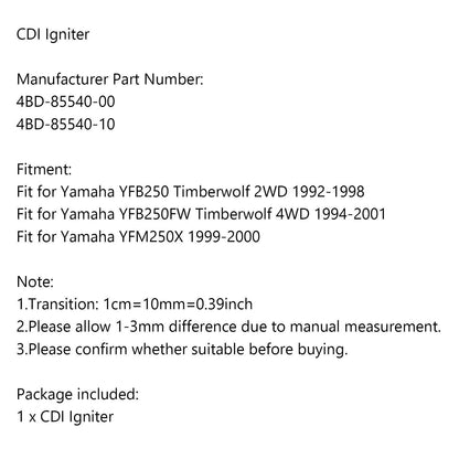 CDI Module for Yamaha YFB250 Timberwolf, YFB250FW, YFM250X (1992-1998)