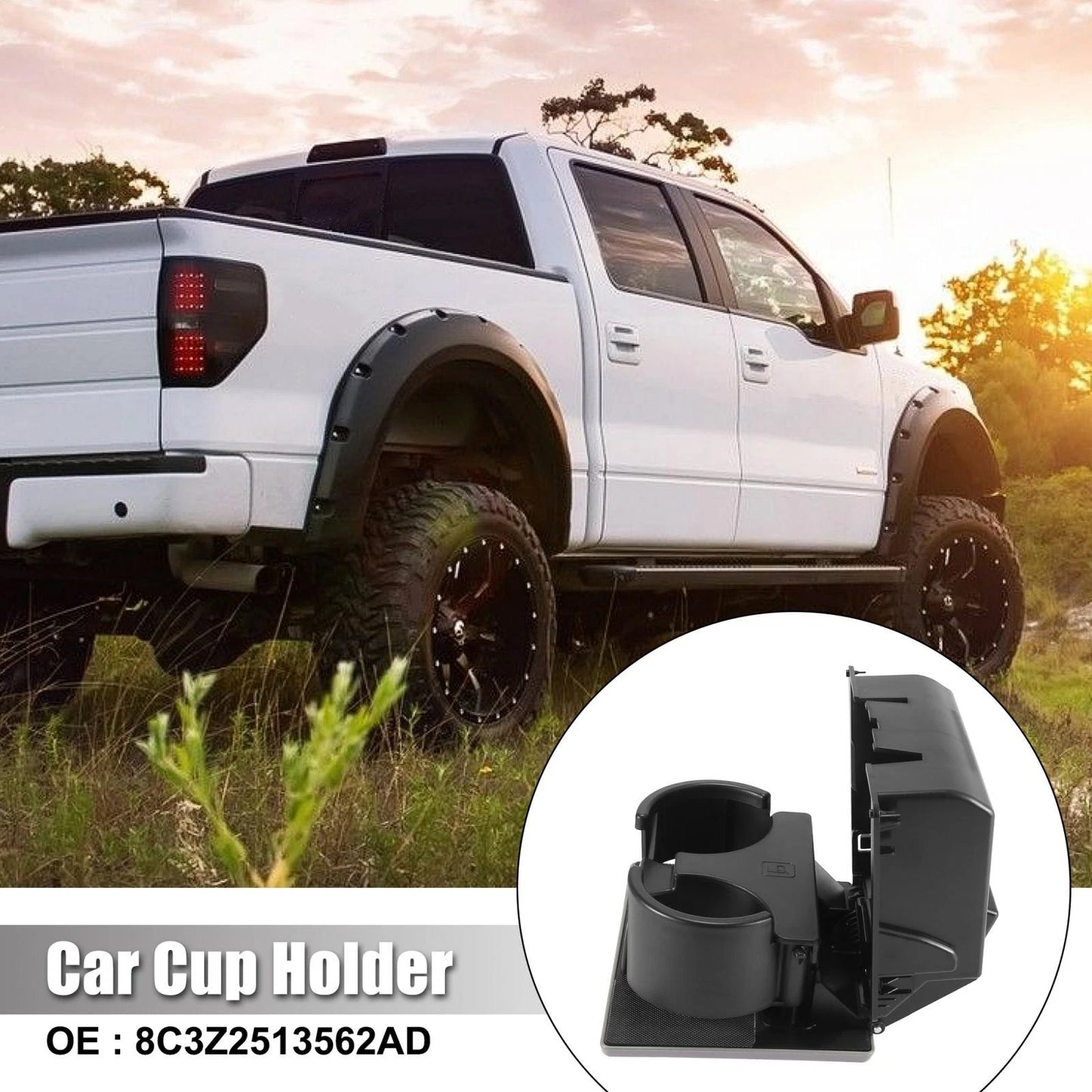Car Cup Holder for Ford F250 F350 F450 F550 (2008-2016) Light Gray