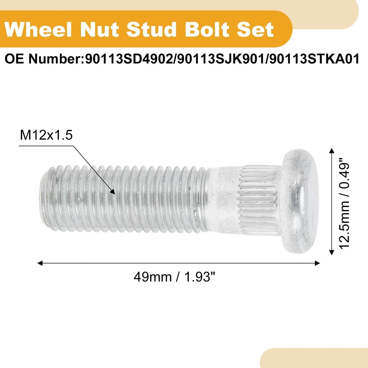 M12x1.5 Wheel Lug Stud for Acura CL (1998-1999, 2001-2003) 5 Pcs