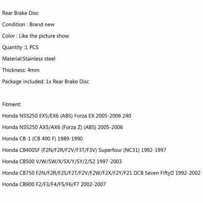 Rear Brake Disc Rotor for Honda NSS250 EX (1985-2007)