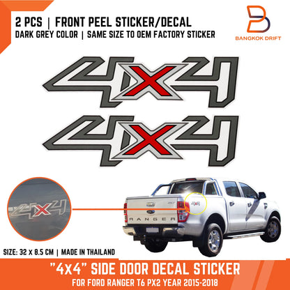 4x4 Side Cabin Rear Body Decal Sticker for Ford Ranger PX2 Wildtrak (2015-2018)