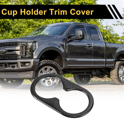 Carbon Fiber Pattern Car Cup Holder Trim for Ford F-150 (2021-2024)