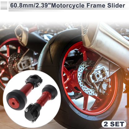 Slider Frame 0.87-1.1" Aluminum Alloy Plastic 2 x Pcs Red for Motorcycle