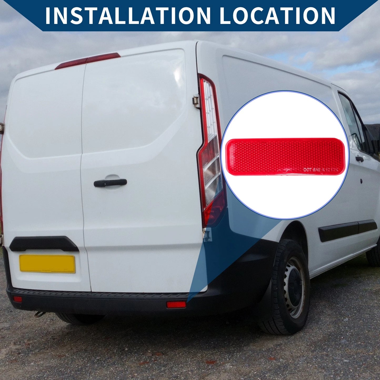 Rear Right Bumper Reflector for Ford Transit 2015-2022 (2 x Red)
