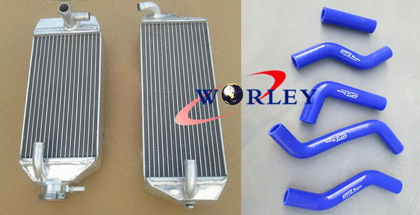 Aluminum Radiator & Hose for Suzuki RMZ250 2007-2009 () Blue