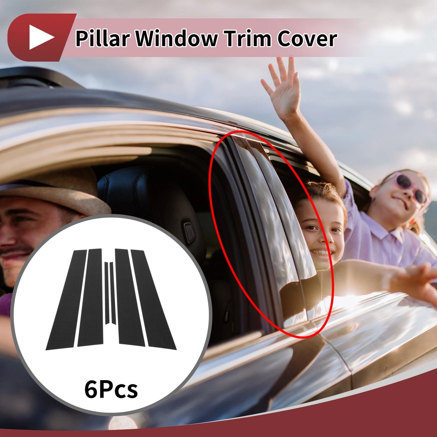 Door Pillar Window Trim / 4 x CF Front Rear Left Right for Toyota Crown