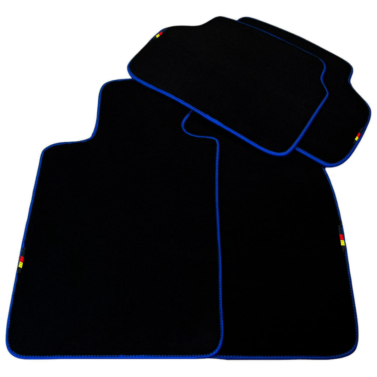 AutoWin Black Floor Mats for BMW 3 Series E30 Coupe 1982-1994 with Blue Trim