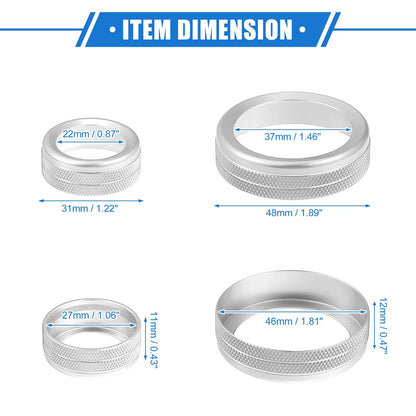 4 x AC Climate Control Knob Rings for Ford Maverick (2022-2023) Silver Tone
