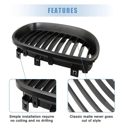 Matte Black Grille for BMW E60 E61 528i 535i 525i 530i 530xi 545i M5 (03-09)
