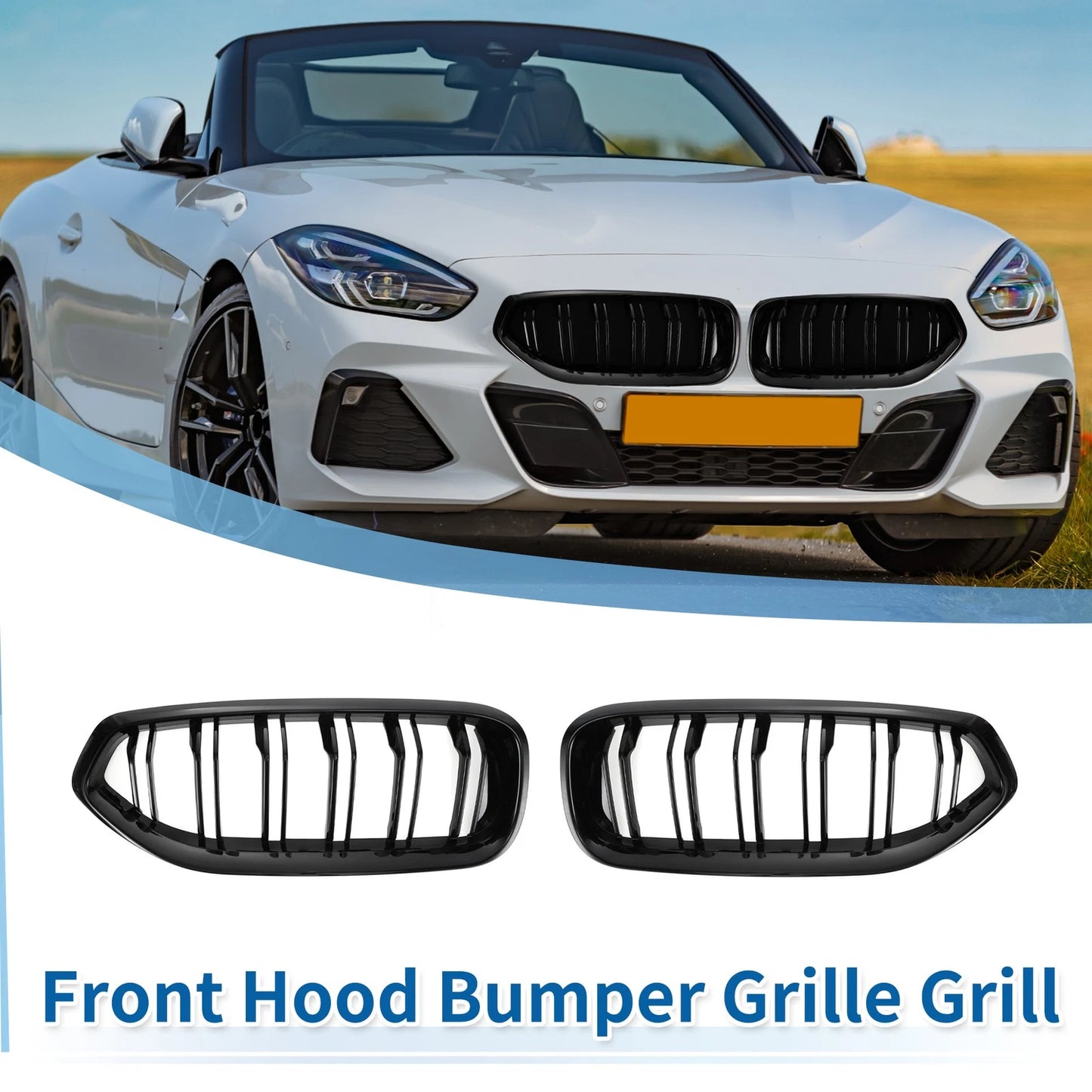 Front Upper Bumper Grille for BMW Z4 G29 2018-2024 2 x Slat