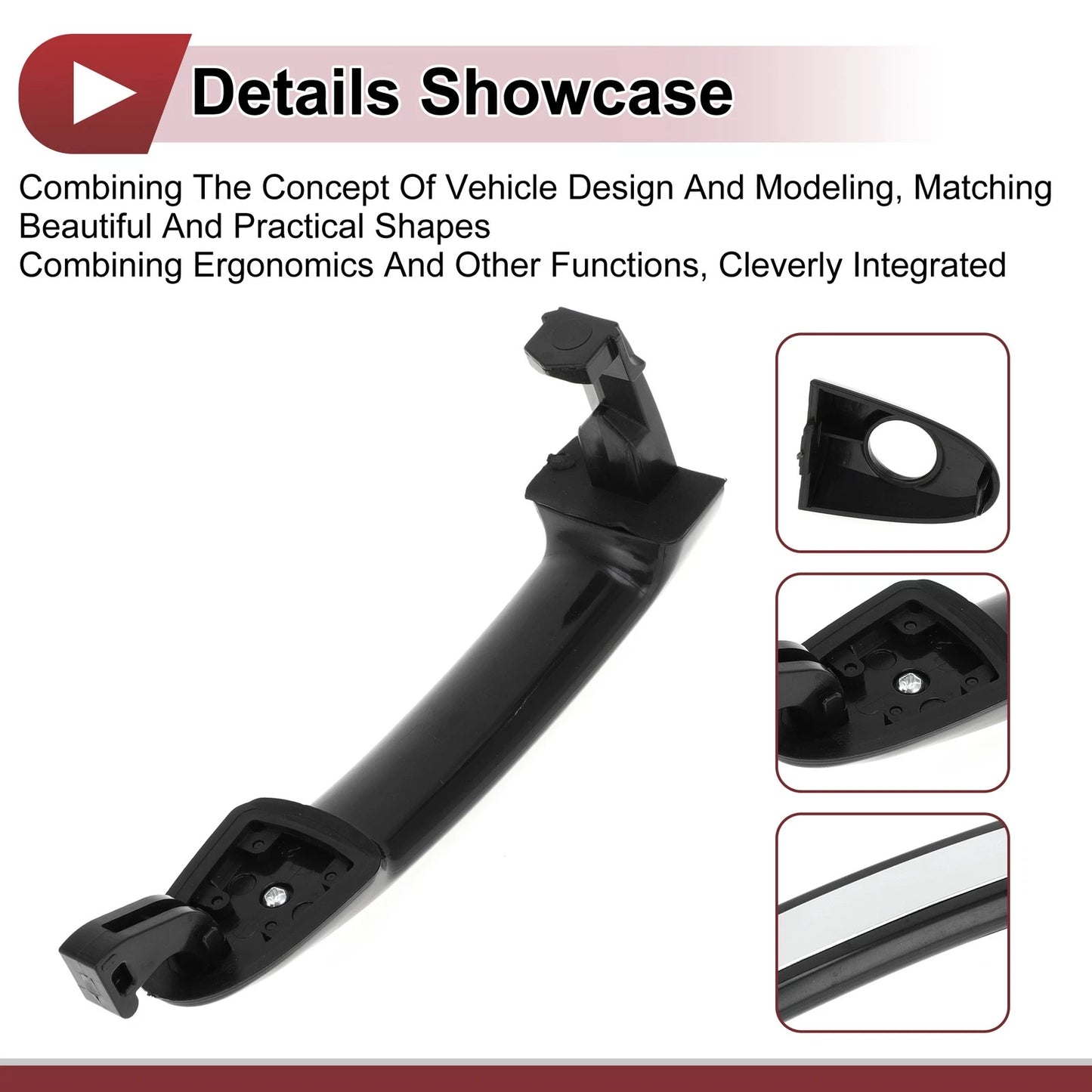 Door Handle Grip for Hyundai Santa Fe Front Left (2013-2018) Black Silver Tone