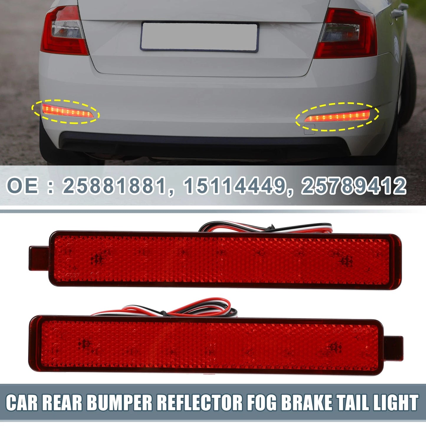 Rear Bumper Reflector LED Brake Tail Light for GMC Acadia (2007 - 2012)