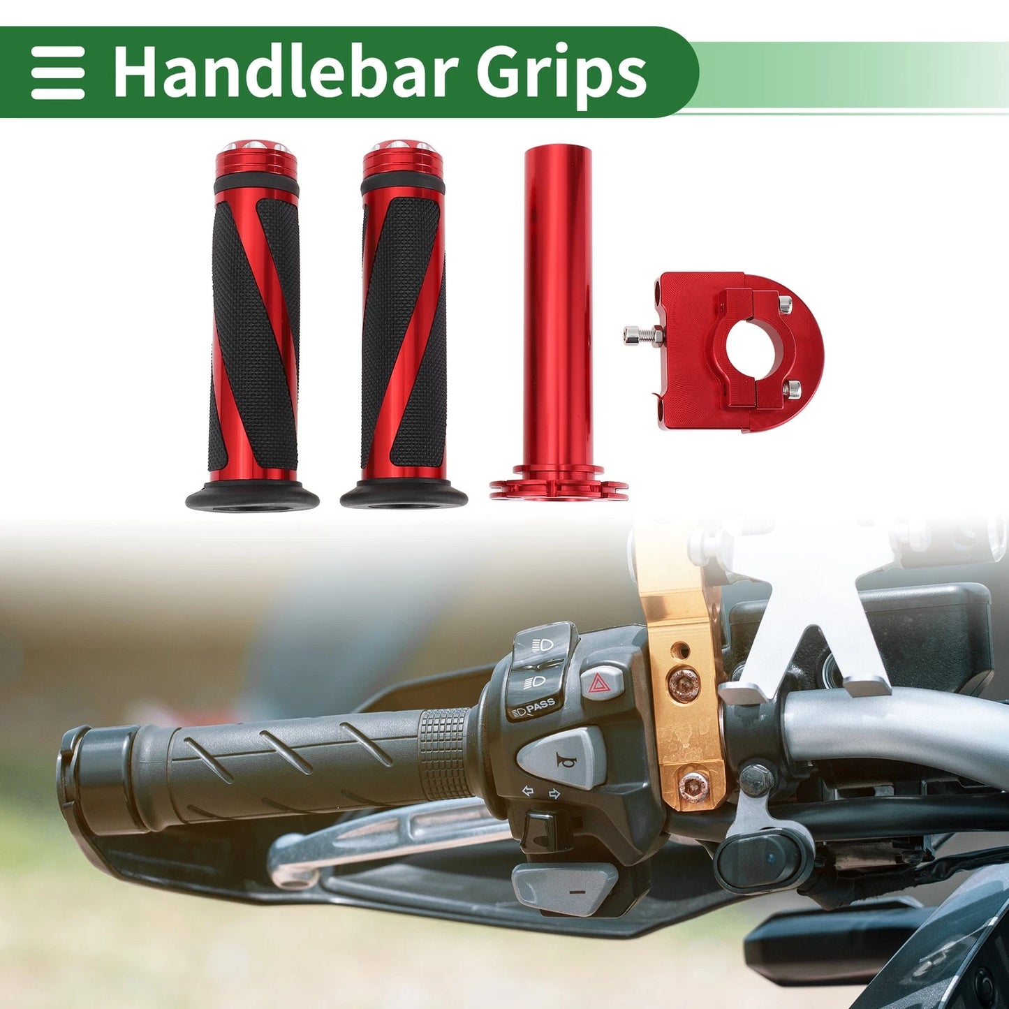 Hand Grips Cover Kit for Motorcycle Handlebar End Grips Diamond Twill Pattern