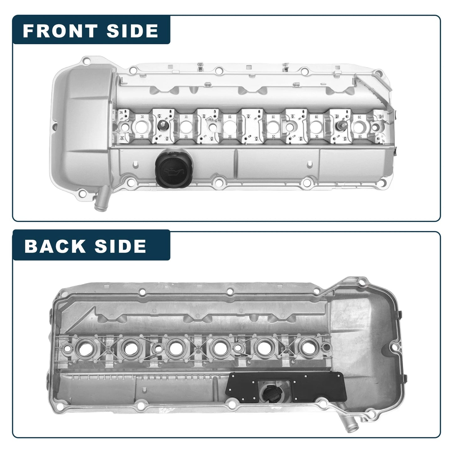Engine Valve Cover with Gasket for BMW 325i (2001-2002) Silver Tone
