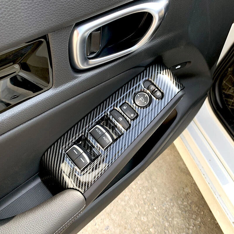 4Pcs Carbon Fiber Window Switch Panel Cover Frame Trim for Acura Integra