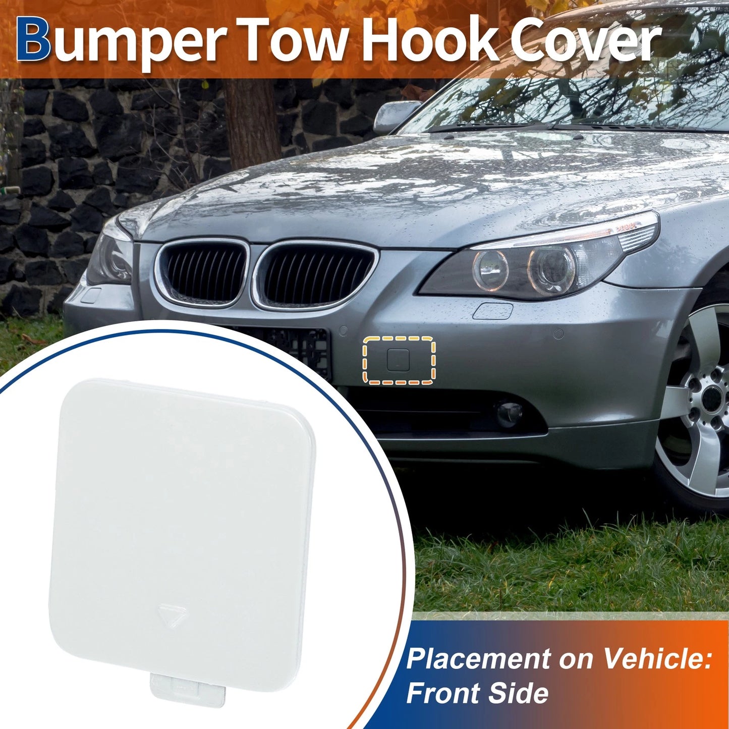 Front Car Bumper Tow Hook Cover for BMW 525i 530i 550i White