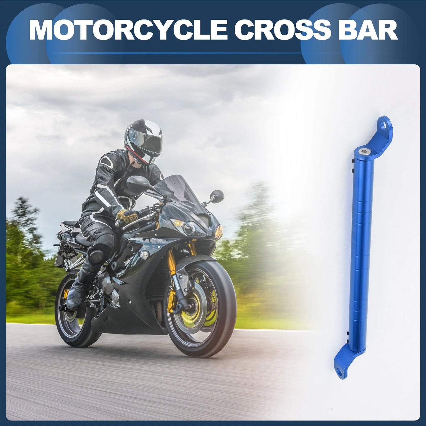 Cross Bar / 34cm / Mirror mount for Motorcycle Handlebar Blue