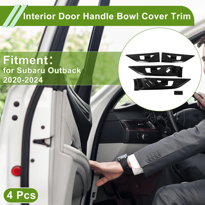 Carbon Fiber Black Interior Door Handle Bowl Cover for Subaru Outback (20-24)