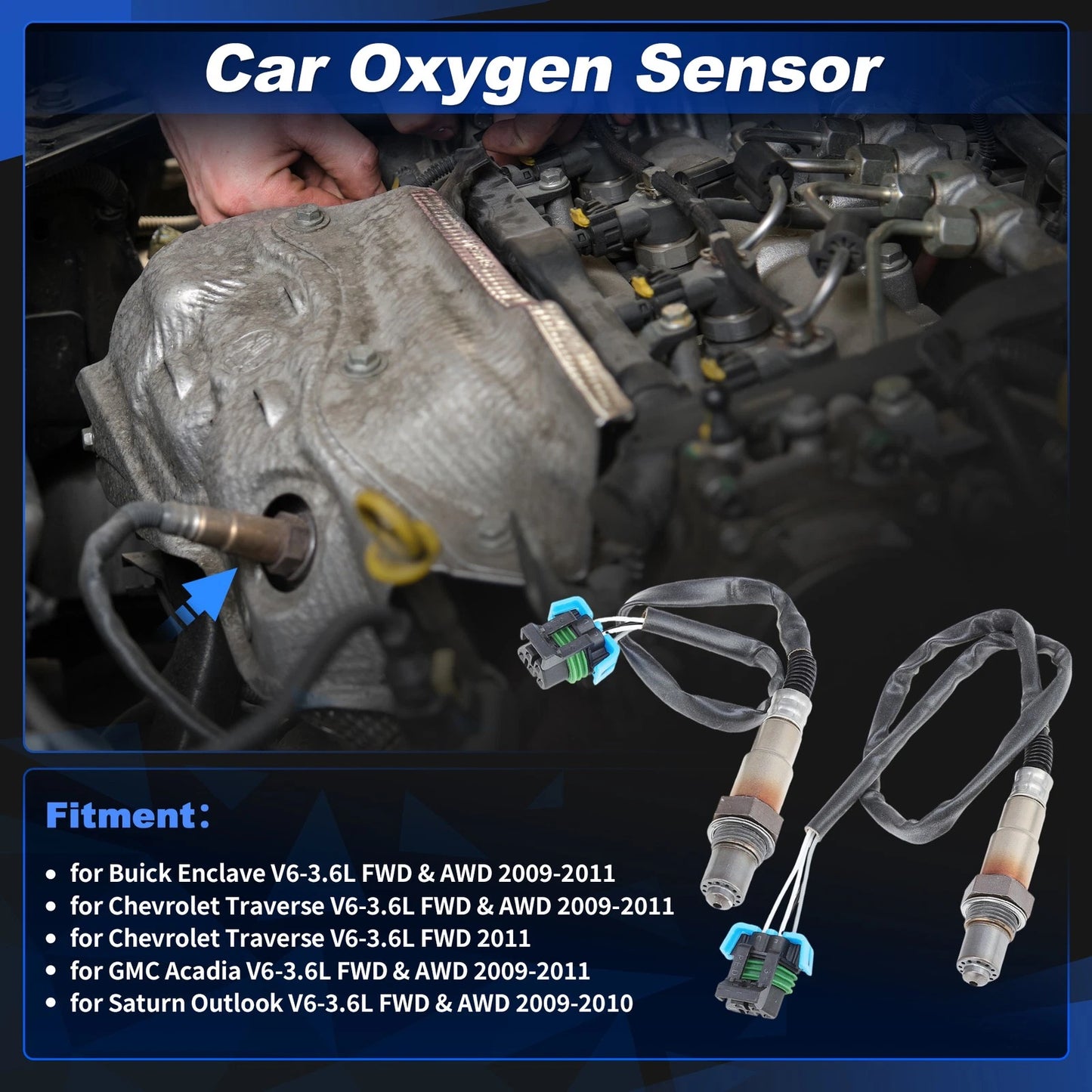 2 x Upstream Downstream Oxygen Sensor for Buick Enclave V6-3.6L (2009–2011)