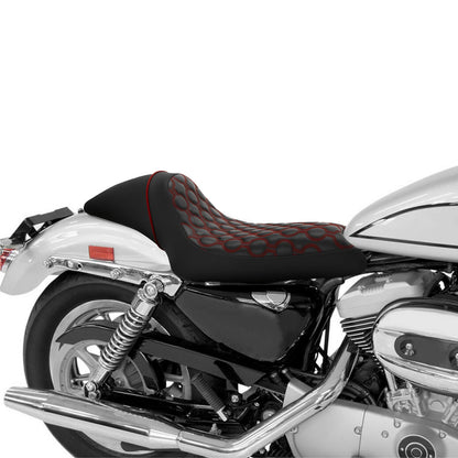 Black Red Driver Passenger Seat for Harley Sportster 883 1200 (2004-2022)