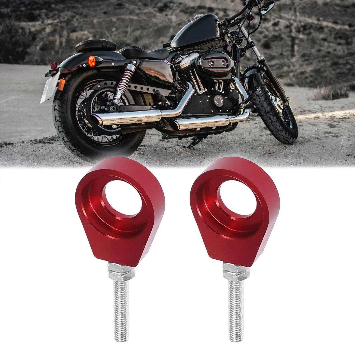 2 x 15mm Red Motorcycle Chain Axle Adjuster Tensioner Replacement for Bike