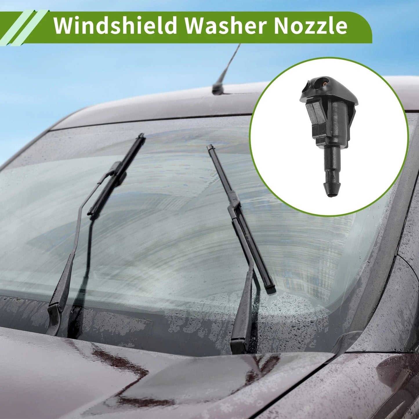 Windshield Washer Nozzle 1 Set w/ Hose Connector for Toyota