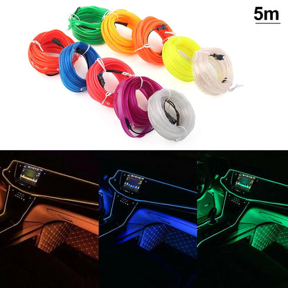 5m LED Car Interior Atmosphere Strip Lights USB Decoration Lamp Accessories