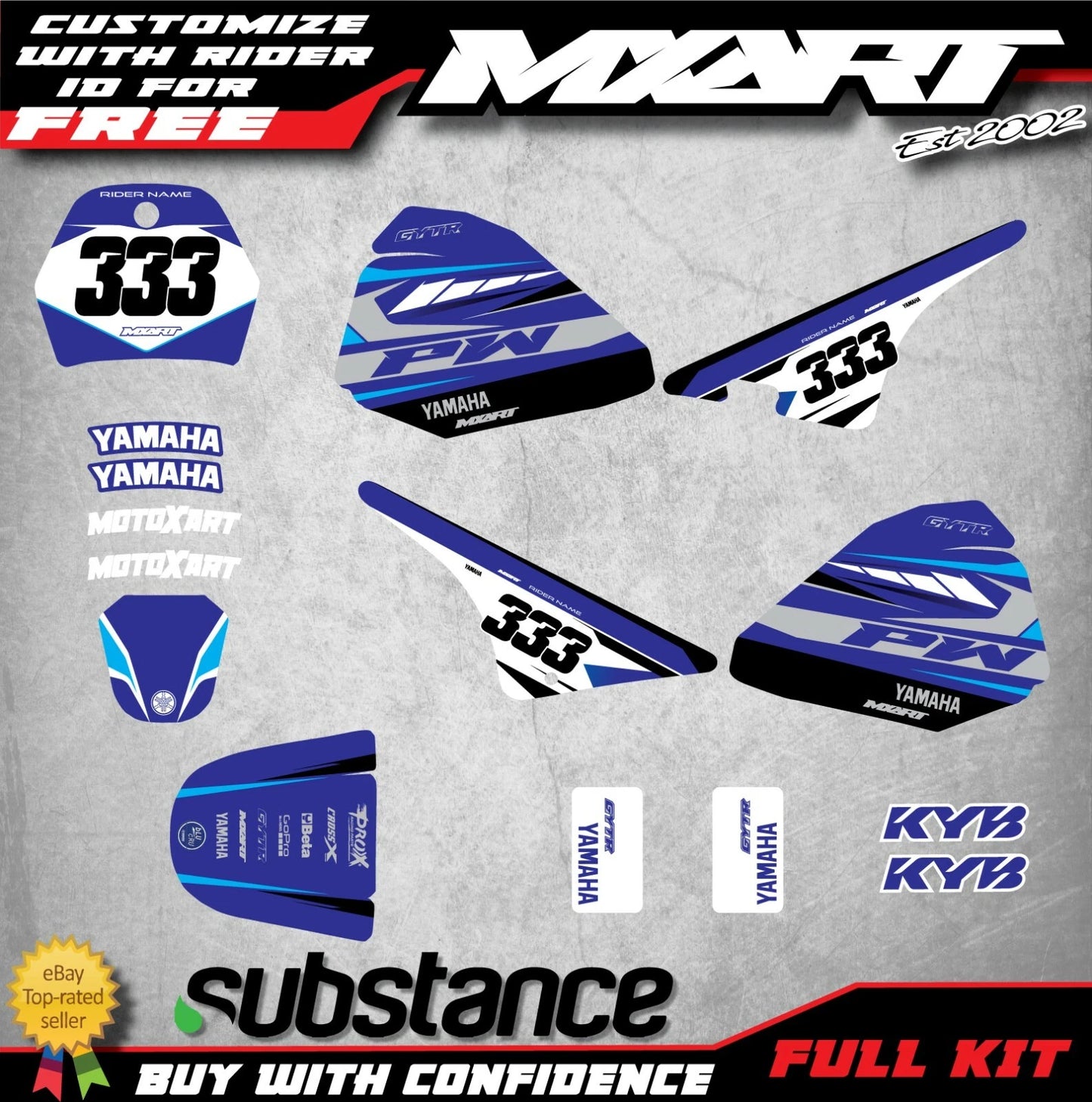 Custom Graphic Kit TORNADO Style Decals for Yamaha PW Pee Wee 80