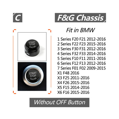 1x Black Start Stop Engine Button Cover for BMW 1/2/3/5 Series X3 X5 X6 (2000-2023)