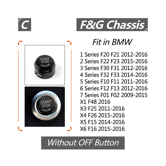 1x Black Start Stop Engine Button Cover for BMW 1/2/3/5 Series X3 X5 X6 (2000-2023)