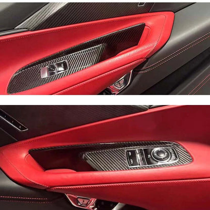 Dry Carbon Fiber Window Lift Switch Panel Cover Trim for Corvette C8 2020-2023