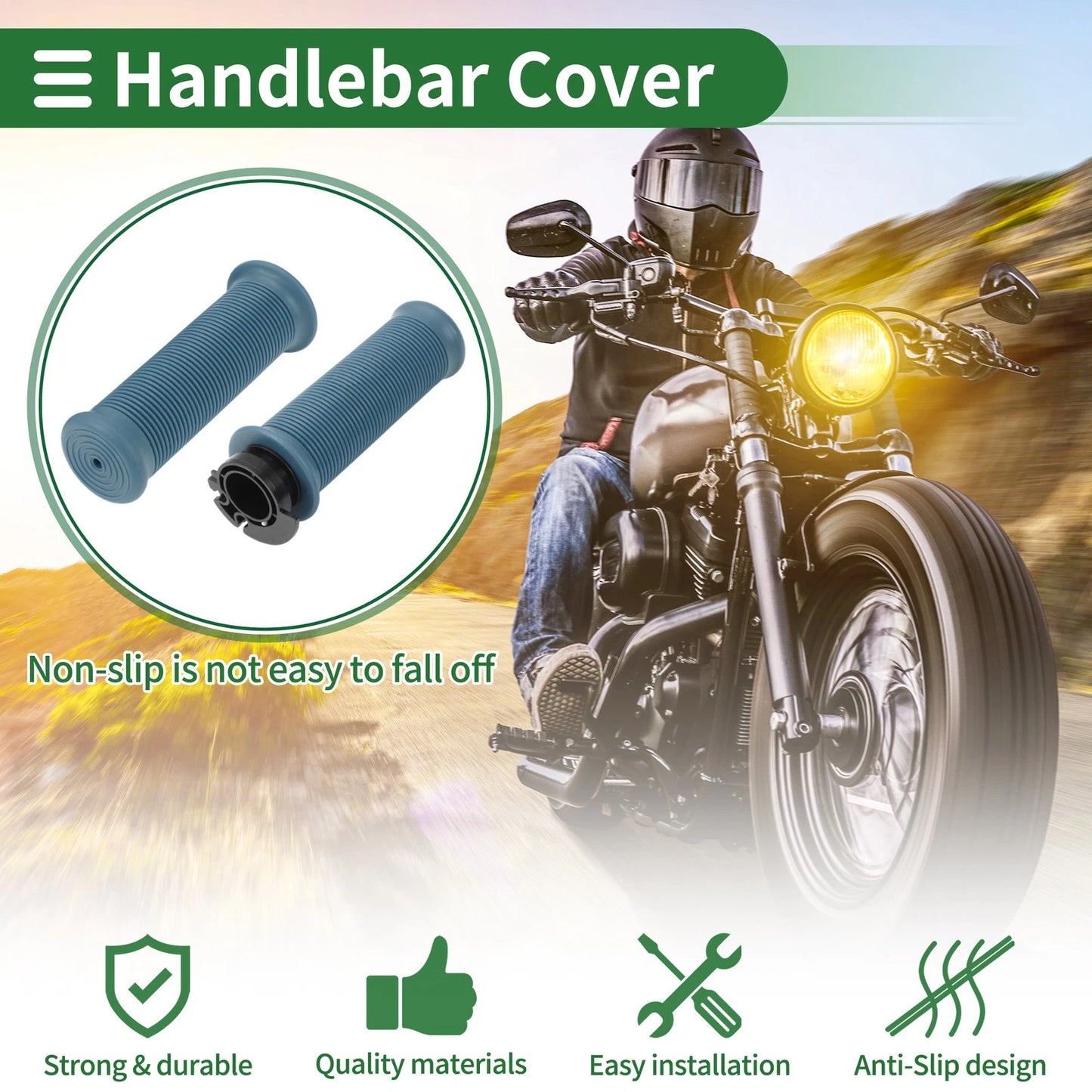 7/8" 22mm Handlebar Grips TPU Gray Blue for Motorcycle