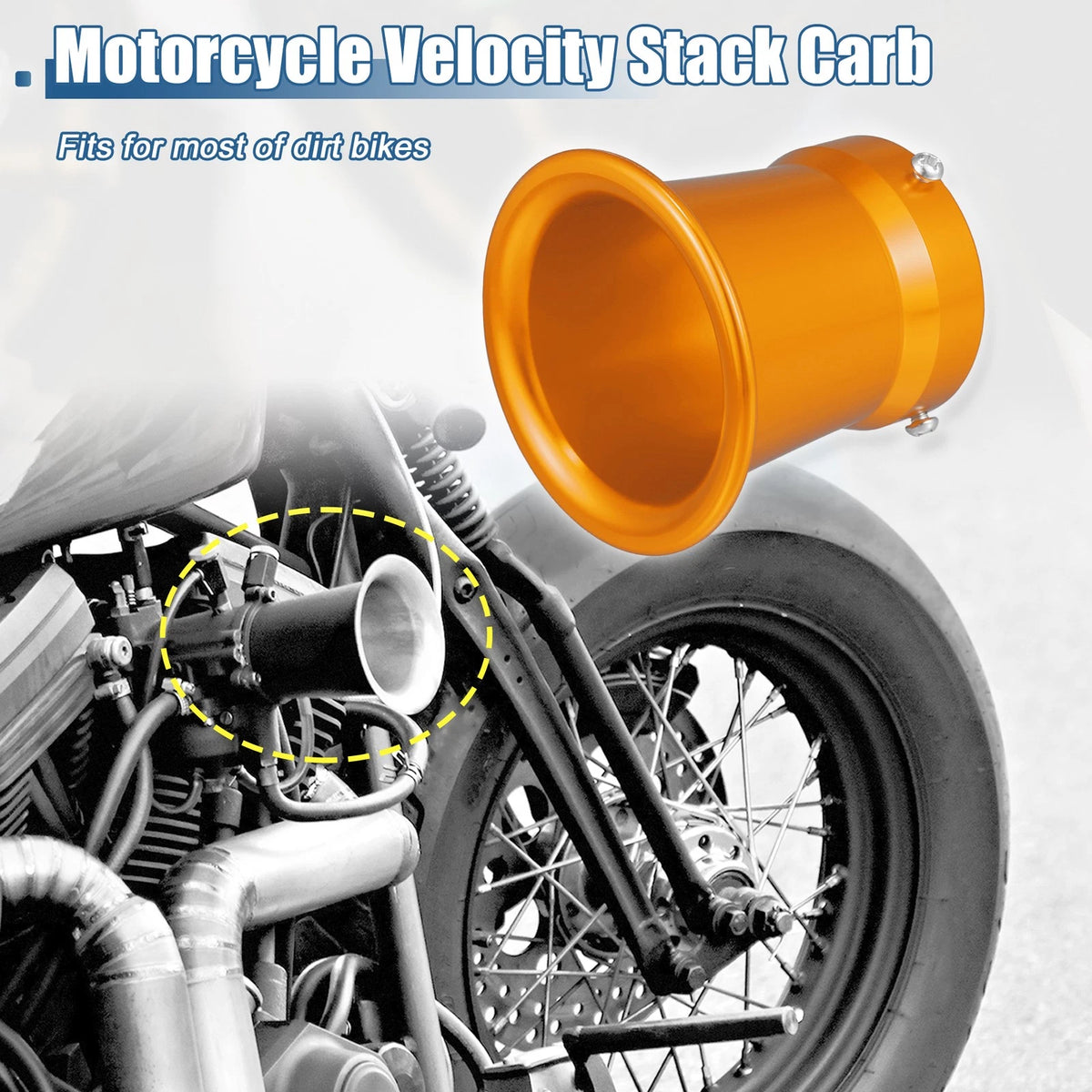 50mm Velocity Stack Carb Carburetor Air Filter Funnel Gold Tone for ...