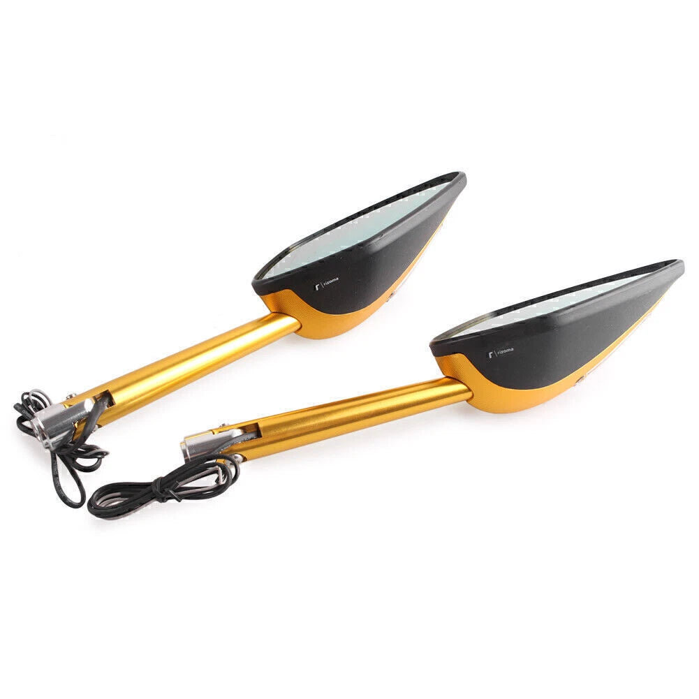 2 x Motorcycle Side Rearview Mirrors with Signal for Yamaha YZF R1 R6 R125 V-Star XV