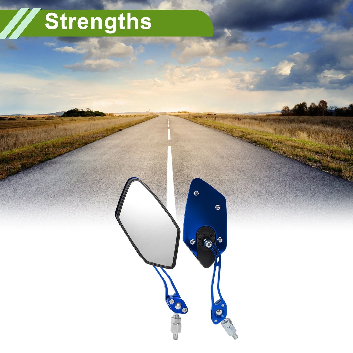 M8/M10 Rear View Mirror Polygonal Shape Blue Aluminum Alloy Plastic for M8/M10