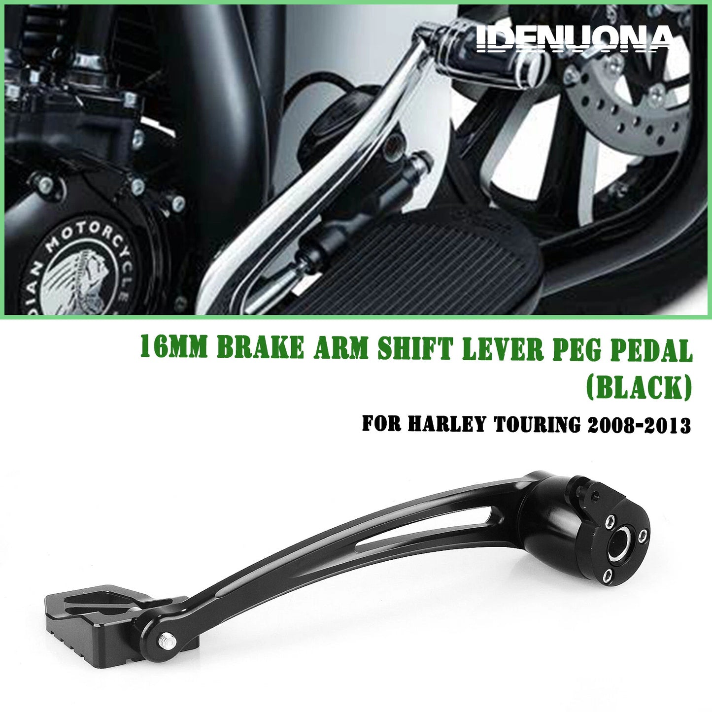 16mm Black Brake Lever Arm for Harley Touring (2008-2013)