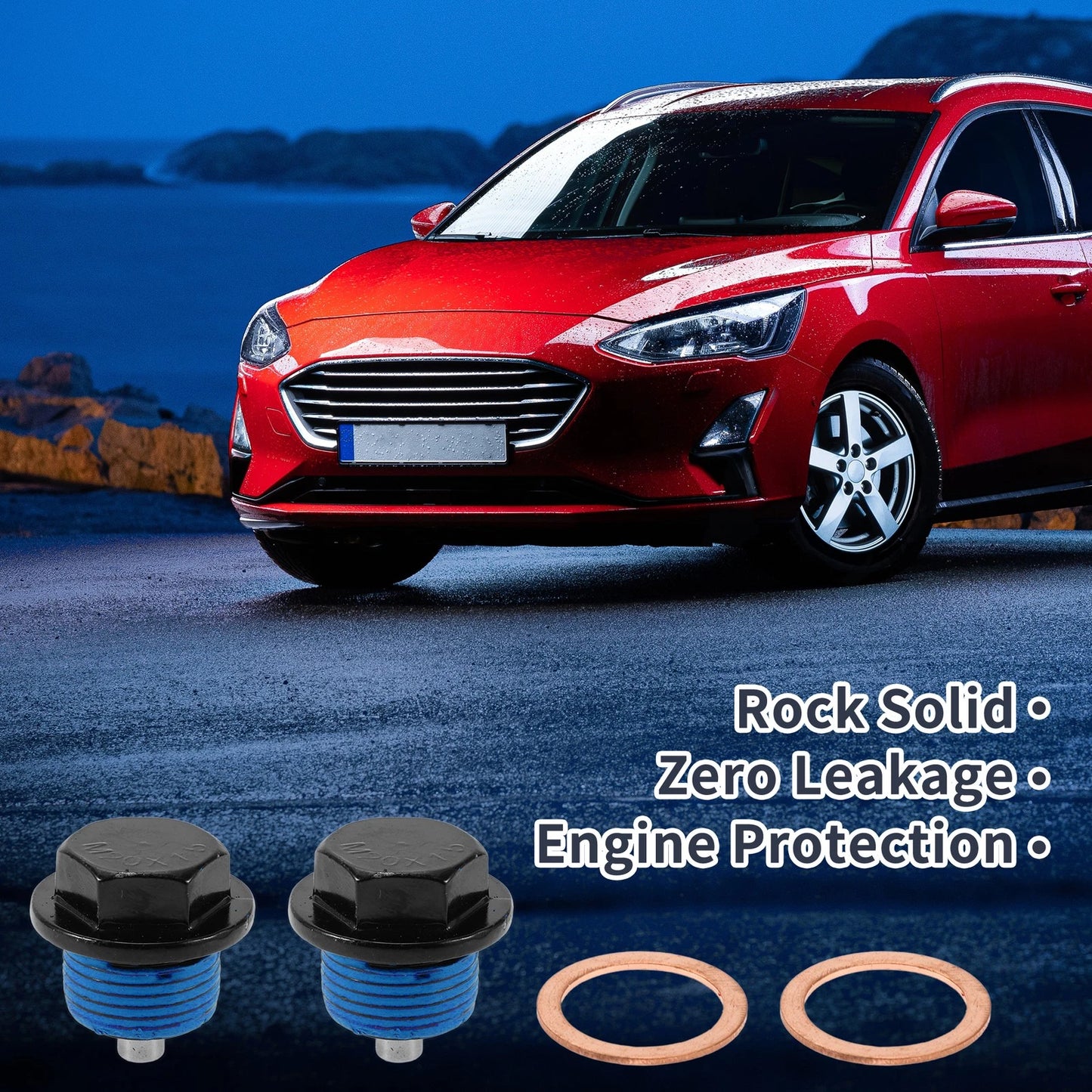 2 x M20x1.5 Copper Oil Drain Plug with Gasket for Car Motorcycle Black Blue