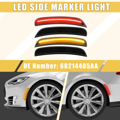 Front & Rear LED Amber/Red Side Marker Lights for Dodge