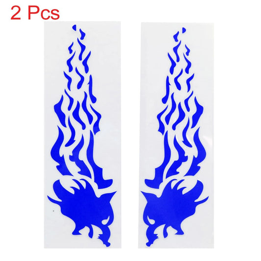 2Pcs / Blue Flame Pattern Reflective Sticker Decorative / for Motorcycle Car