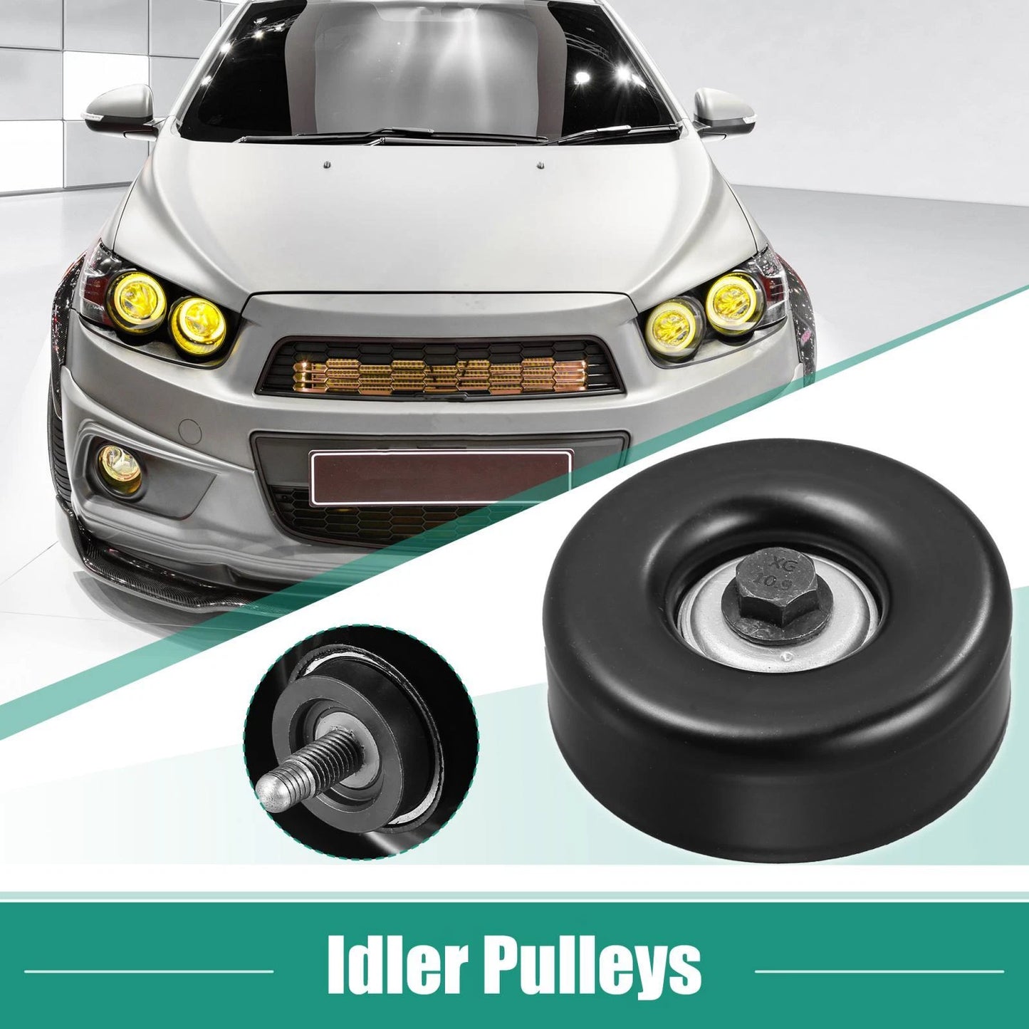 Idler Pulley for Chevrolet with Bolt, Dust Shield, Spacer