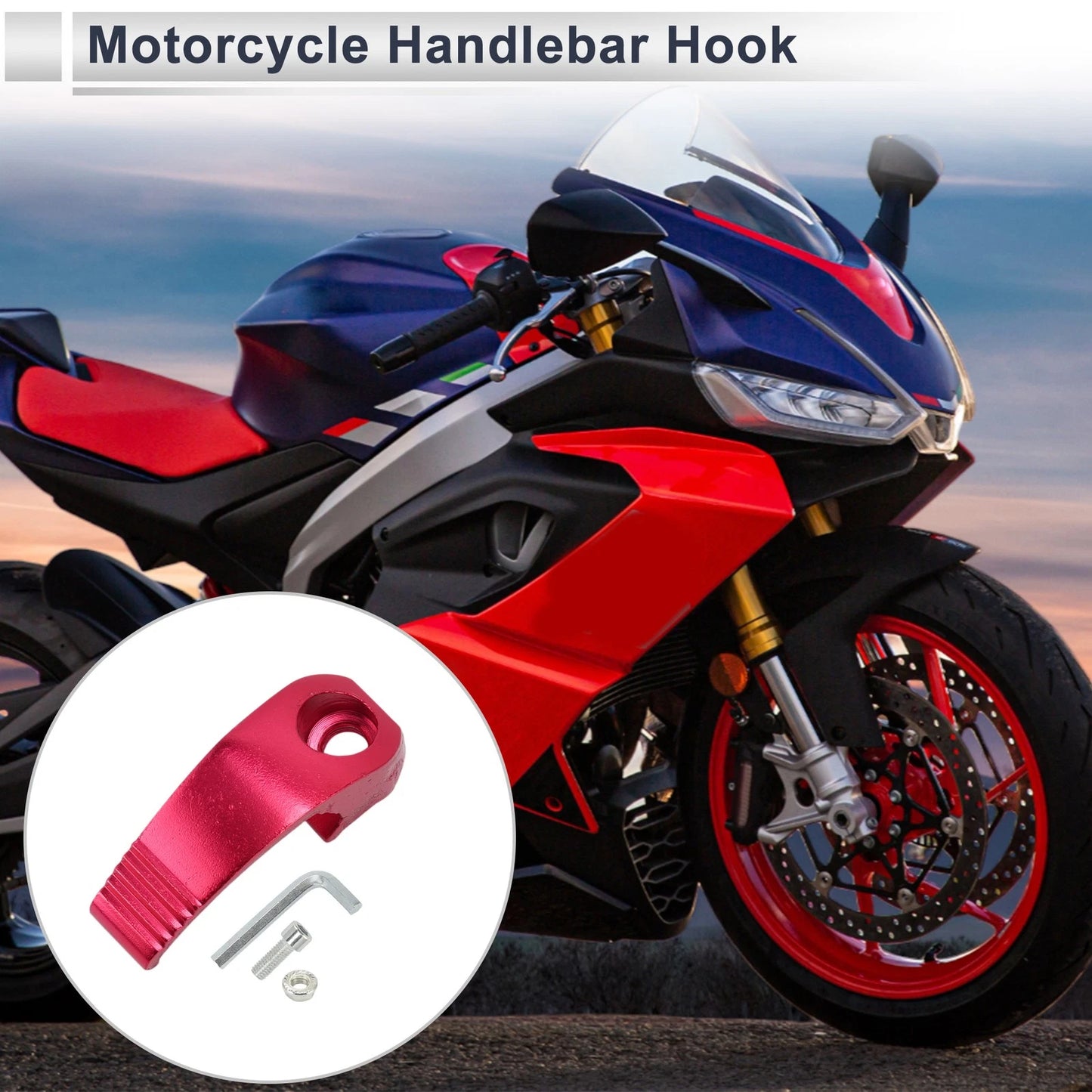 Rectangle Aluminum Alloy Hanging Hook Motorcycle Hexagon Wrench Screw Nut Red