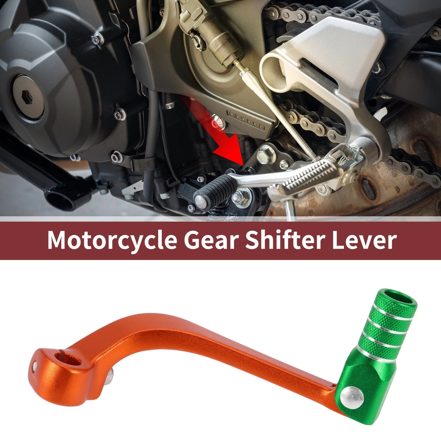 Folding Gear Shifter Lever Orange Green for Honda CRF110F (2013–2018)