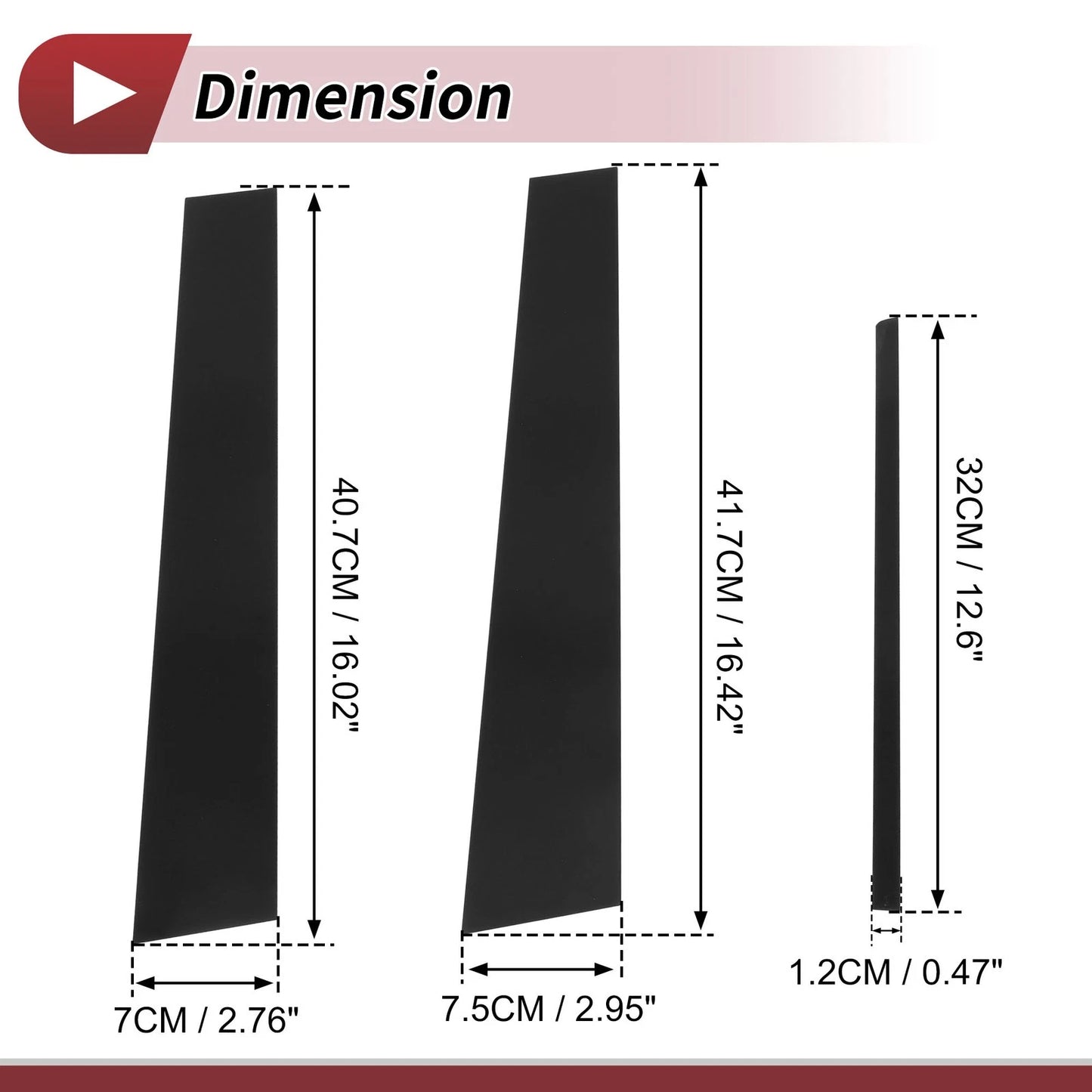6 Pcs Door Pillar Window Trim for Lexus CT200h (2011-2019) Black