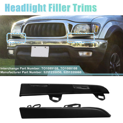 Front Bumper Grille Headlight Filler Trim for Toyota Tacoma (2001-2004)